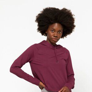Women's cropped athletic hoodie, size M, color burgundy